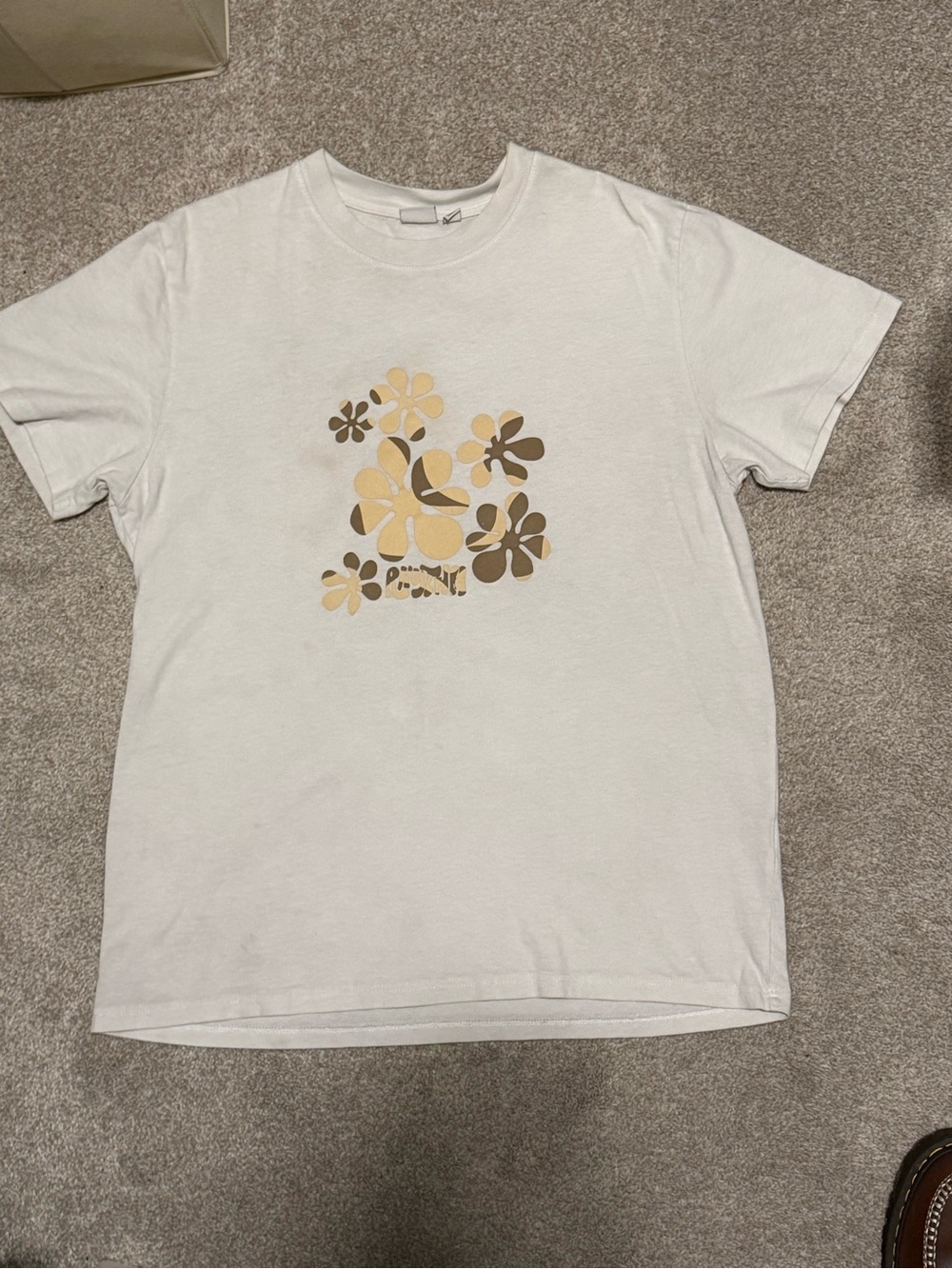 Rythym White Graphic Floral Tee - Beige/Brown Flowers